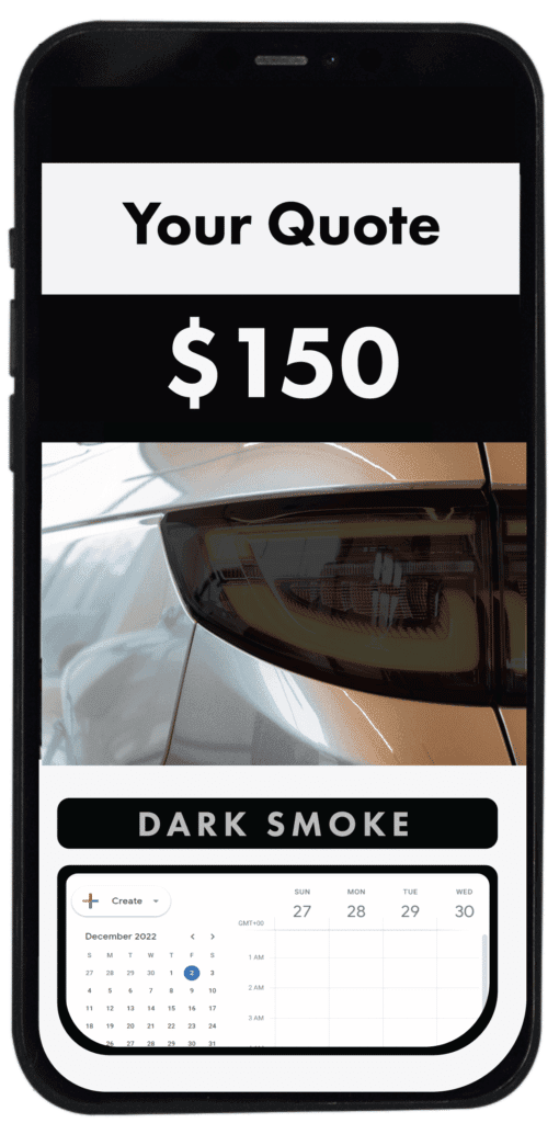 A price on a phone for dark smoke headlight tinting by TintBusiness in USA