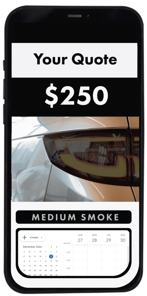 A price on a phone for medium smoke headlight tinting by TintBusiness in USA